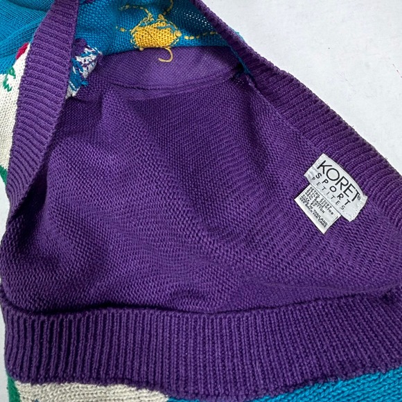 VTG Koret Sport Petites Golf Cardigan Embroidered Knit Sweater Colorful 90s EUC‎ - Picture 6 of 7